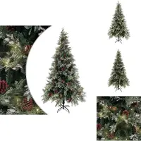 vidaXL Sapin de Noël avec éclairage et pommes de pin 225 cm PVC&PE - Sapins de Noël