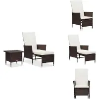 vidaXL Ensemble de salon de jardin 2 pièces avec coussins Poly rotin brun - Ensemble de meubles de jardin