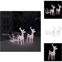 vidaXL Rennes & traîneaux Décoration de Noël 160 LEDs 130 cm Acrylique - Eclairage de Noël