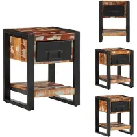 vidaXL Table de chevet multicolore 35x34x45cm bois massif récupération