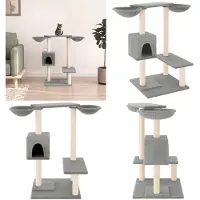 vidaXL Arbre à chat avec colonnes griffoirs gris clair 82 cm - Arbre à chat - Tour à chat - Meubles pour chats