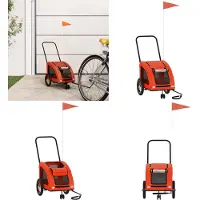 vidaXL Remorque pour vélo Chiens Orange et Gris Tissu Oxford et fer