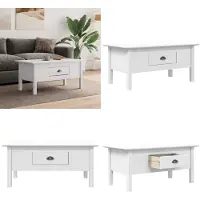 vidaXL Table basse BODO Blanc 100x55x45 cm Pin massif - Table basse - Tables basses - Table d'appoint - Table de salon