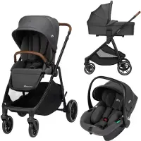 Bebeconfort Luvia Trio, poussette 3 en 1, 0-4 ans, coque pour bébé, nacelle, système de pliage intelligent, guidon réglable, Mineral Graphite