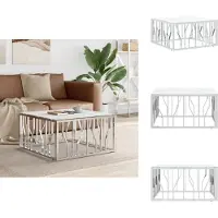 vidaXL Table basse argentée 80x80x40 cm acier inoxydable et verre - Tables basses