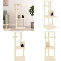vidaXL Arbre à chat avec sisal Colonnes à griffer Crème 123 cm - Arbre à chat - Tour pour chats - Meubles pour chats