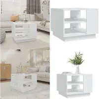 vidaXL Table basse Blanc 55x55x43 cm Bois composite - Table basse - Tables basses - Table de salon - Table basse