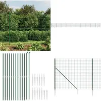 vidaXL Clôture grillagée avec douilles de sol Vert 2,2x25 m - Clôture grillagée - Clôture de jardin - Clôture en fil de fer