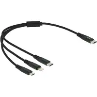 DeLOCK Câble de recharge USB 3 en 1 USB Type-C vers Lightning/Micro USB/USB Type-C, 30 cm