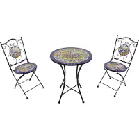 Axi Amélie Table et chaises bistrot, 2 Chaises 1 Table, Ensemble Bistro Extérieur Mosaique Bleu/Jaune, Mediterranéen | Salon De Jardin Bistrot,