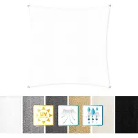DS Produkte Lumaland voile pare-soleil avec cordes de fixation, 100% HDPE avec stabilisateur pour protection UV, carré 3 x 3 mètres blanc