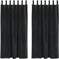 vidaXL Rideaux occultants 2 pcs Noir 140 x 175 cm Velours