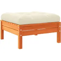 The Living Store Tabouret de jardin avec coussin Marron cire Pin massif