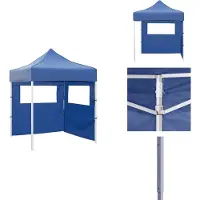 vidaXL Tente de réception professionnelle Pliable avec 2 parois latérales 2×2m Acier bleu - Pavillons & Tentes de réception