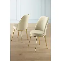 Skye Decor , Pefa - Crème, Or, Ensemble de chaises (2 pièces), Crème, Structure : 100 % MÉTAL, 45 x 91 x 42 cm