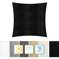 DS Produkte Lumaland voile pare-soleil avec cordes de fixation, 100% HDPE avec stabilisateur pour protection UV, carré 5 x 5 mètres noir