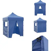 vidaXL Tente de réception professionnelle Pliable avec 4 parois latérales 2×2m Acier bleu - Pavillons & Tentes de réception