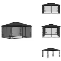 vidaXL Pavillon avec filet 300x400x265 cm Anthracite - Pavillons & Tentes de réception