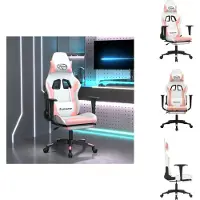 vidaXL Chaise de jeu avec repose-pieds Blanc et rose Similicuir