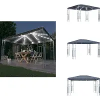 vidaXL Pavillon avec chaîne lumineuse LED 400x300 cm Anthracite - Pavillons & Tentes de réception