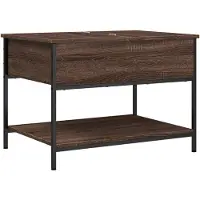 The Living Store Table basse marron imitation chêne 70x50x50 cm bois composite métal