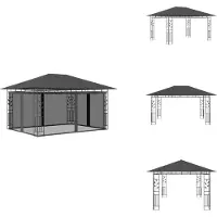 vidaXL Pavillon avec moustiquaire 4x3x2,73 m Anthracite 180 g/m² - Pavillons & Tentes de réception