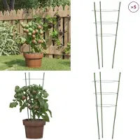 vidaXL Supports pour plantes de jardin 3 anneaux 5pcs Vert 45 cm Acier