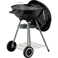 Relaxdays Barbecue sphérique , Ø 44 cm, grille, barbecue sphérique avec cendrier, barbecue au charbon de bois à roulettes, barbecue, noir