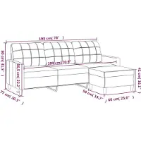 vidaXL Canapé 3 places avec pouf vin rouge 180 cm similicuir