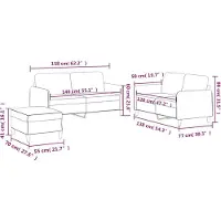 vidaXL Ensemble de canapés 3 pièces avec coussins Tissu brun