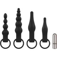 EasyToys - set plug anal vibrant rechargeable - 4 pièces - noir