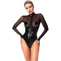 Noir Handmade - body brillant - empiècement transparent -