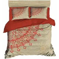 L'essentiel Maison , Adal- PRL6128, rouge, couettes, dessus de couette et taie d'oreiller : 100 % microsatin polyester