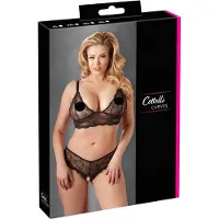 Cottelli Plus Size - ensemble lingerie grande taille en dentelle - noir - XXXXL