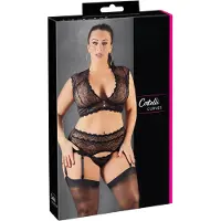 Cottelli collection Plus Size - ensemble de lingerie en dentelle avec strass (noir) - XL