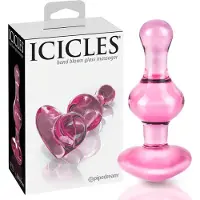 Icicles No. 75 - plug anal cœur - verre rose