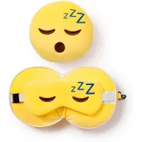 Relaxeazzz Tête endormie en peluche Rond Oreiller de voyage & Masque pour les yeux, Oreiller de voyage, Multicolore