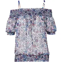 KOROSHI Chemisier bleu / violet / blanc