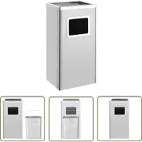 The Living Store Poubelle avec cendrier Hotel 45 L acier inoxydable