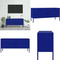 vidaXL Armoire TV bleu marine 105x35x50 cm Acier - Armoire TV - Armoire HiFi - Armoires HiFi