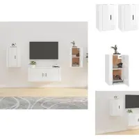 vidaXL Armoires murales TV 2 pcs. Blanc brillant 40x34,5x60 cm - Meubles TV