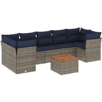 vidaXL Ensemble de jardin canapé 8 pièces avec coussins Gris Poly rotin