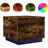 The Living Store Table basse avec lampes LED chêne fumé 50x50x40 cm