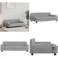 vidaXL Lit pour chien gris clair 90x53x30 cm velours - lit pour chien - lits pour chien - canapé pour chien - canapé pour animaux de compagnie