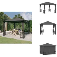 vidaXL Pavillon avec parois latérales & double toit 3x3 m Anthracite - Pavillons & Tentes de réception