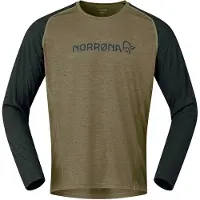 Norrøna - T-shirt de VTT à manches longues - Fjora Equaliser Lightweight Long Sleeve M Olive Night pour Homme - Taille L - Kaki