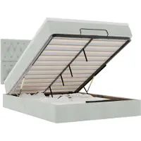 vidaXL Lit ottoman avec matelas gris clair 140x200 cm velours
