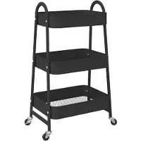 vidaXL Chariot de rangement 3 étagères noir 42x41,5x77 cm acier