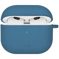 Uniq Étui en silicone Nexo AirPods 4 + crochets pour oreilles - bleu