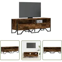 The Living Store Armoire TV chêne fumé 122x34x41 cm Matériau dérivé du bois